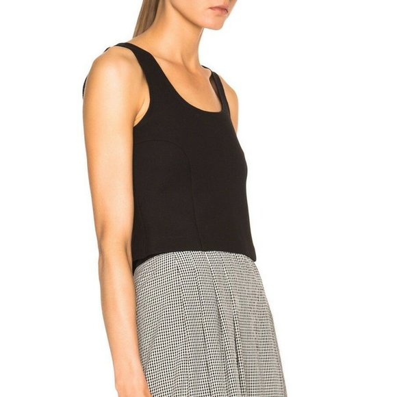 ISA ARFEN UK New Cropped Vest TOP Blouse Stretch Cotton Full Back Zip BLACK πHP - Picture 5 of 11